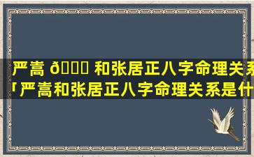 严嵩 🐕 和张居正八字命理关系「严嵩和张居正八字命理关系是什么」